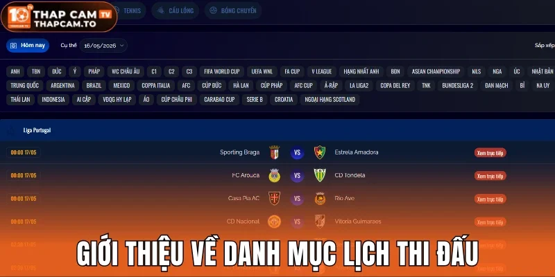 Giới thiệu về danh mục lịch thi đấu
