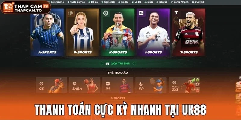 Thanh toán cực kỳ nhanh tại UK88