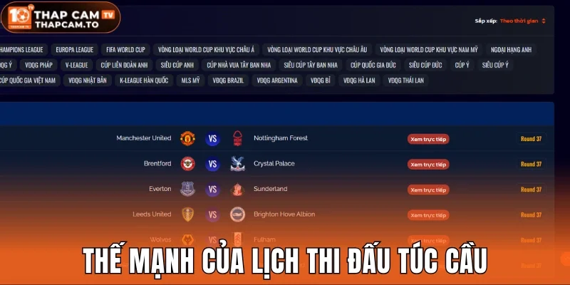 Thế mạnh của lịch thi đấu túc cầu