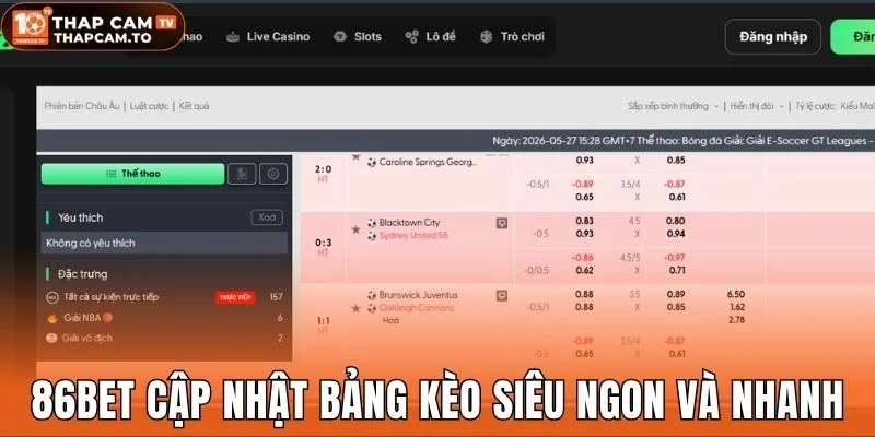 86Bet cập nhật bảng kèo siêu ngon và nhanh