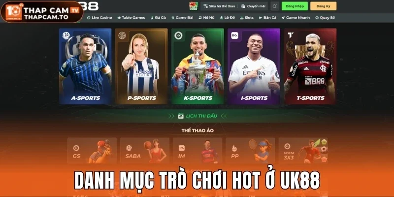 Danh mục trò chơi hot ở Uk88