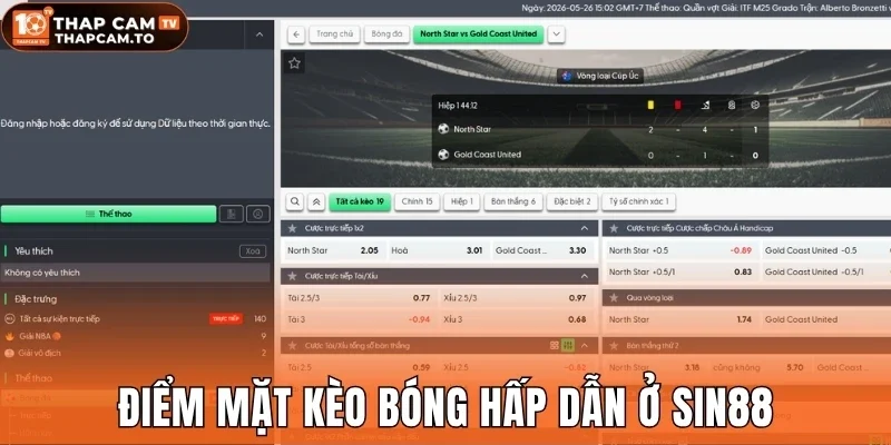 Điểm mặt kèo bóng hấp dẫn ở Sin88