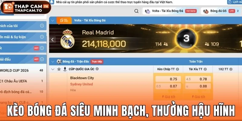 Kèo bóng đá siêu minh bạch, thưởng hậu hĩnh