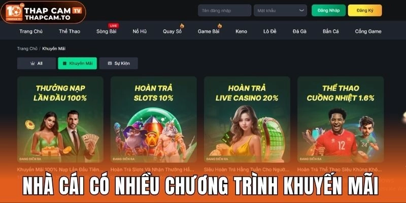 Nhà cái có nhiều chương trình khuyến mãi