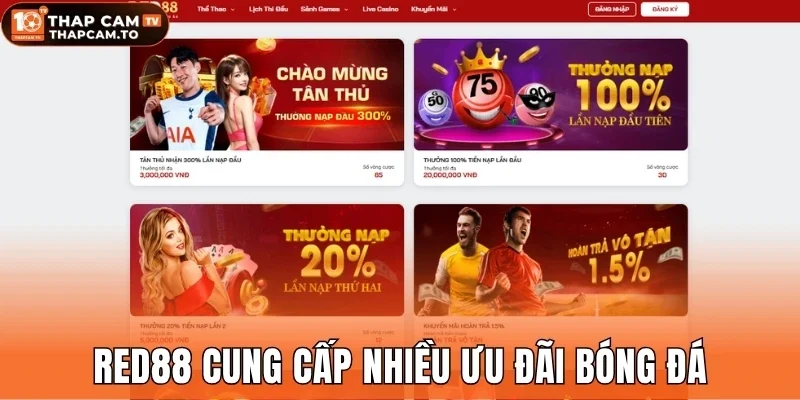 Red88 cung cấp nhiều ưu đãi bóng đá