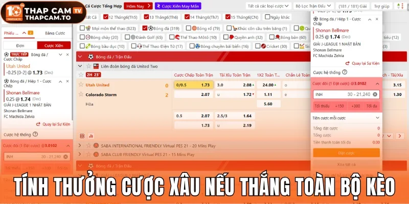 Tính thưởng cược xâu nếu thắng toàn bộ kèo thành phần