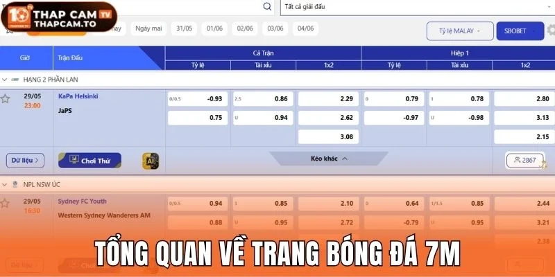 Tổng quan về trang bóng đá 7M
