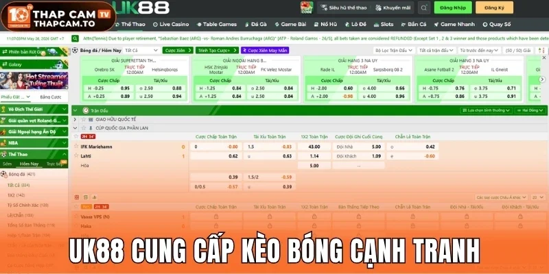 Uk88 cung cấp kèo bóng cạnh tranh