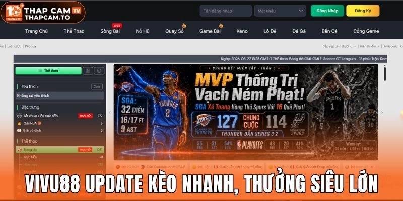 Vivu88 update kèo nhanh, thưởng siêu lớn